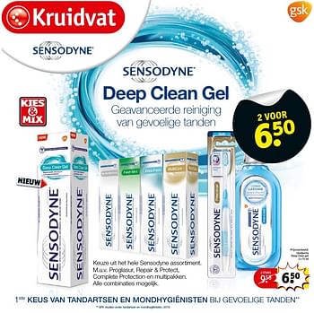 Aanbiedingen Tandpasta deep clean gel - Sensodyne - Geldig van 01/11/2016 tot 06/11/2016 bij Kruidvat