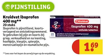 Aanbiedingen Kruidvat ibuprofen - Huismerk - Kruidvat - Geldig van 01/11/2016 tot 06/11/2016 bij Kruidvat