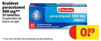 Aanbiedingen Kruidvat paracetamol - Huismerk - Kruidvat - Geldig van 01/11/2016 tot 06/11/2016 bij Kruidvat