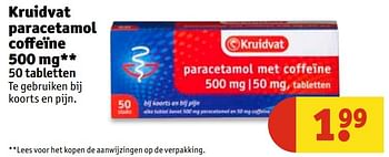 Aanbiedingen Kruidvat paracetamol coffeïne - Huismerk - Kruidvat - Geldig van 01/11/2016 tot 06/11/2016 bij Kruidvat