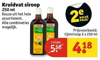 Aanbiedingen Kruidvat siroop tijmsiroop - Huismerk - Kruidvat - Geldig van 01/11/2016 tot 06/11/2016 bij Kruidvat