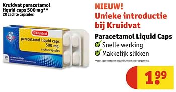 Aanbiedingen Kruidvat paracetamol liquid caps - Huismerk - Kruidvat - Geldig van 01/11/2016 tot 06/11/2016 bij Kruidvat