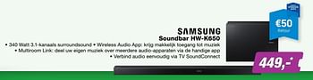 Aanbiedingen Samsung soundbar hw-k650 - Samsung - Geldig van 17/10/2016 tot 04/12/2016 bij ElectronicPartner