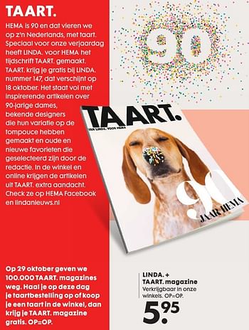 Aanbiedingen Linda. + taart. magazine - Huismerk - Hema - Geldig van 17/10/2016 tot 06/11/2016 bij Hema