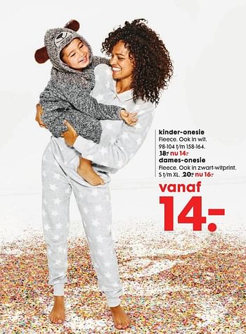 Aanbiedingen Kinder-onesie fleece. ook in wit - Huismerk - Hema - Geldig van 17/10/2016 tot 06/11/2016 bij Hema