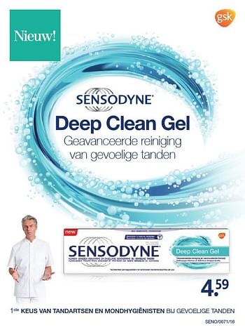 Aanbiedingen Deep clean gel - Sensodyne - Geldig van 24/10/2016 tot 06/11/2016 bij Etos