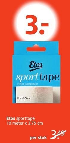 Aanbiedingen Etos sporttape - Huismerk - Etos - Geldig van 24/10/2016 tot 06/11/2016 bij Etos