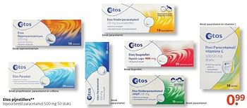 Aanbiedingen Paracetamol - Huismerk - Etos - Geldig van 24/10/2016 tot 06/11/2016 bij Etos