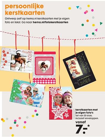 Aanbiedingen Kerstkaarten met je eigen foto`s - Huismerk - Hema - Geldig van 17/10/2016 tot 06/11/2016 bij Hema