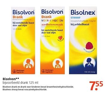 Aanbiedingen Bisolvon drank - Bisolvon - Geldig van 24/10/2016 tot 06/11/2016 bij Etos