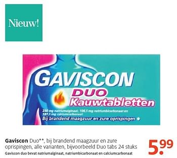 Aanbiedingen Gaviscon duo tabs - Gaviscon - Geldig van 24/10/2016 tot 06/11/2016 bij Etos