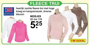 Aanbiedingen Fleece trui meisjes - Nielsson - Geldig van 06/11/2016 tot 27/11/2016 bij Van Cranenbroek