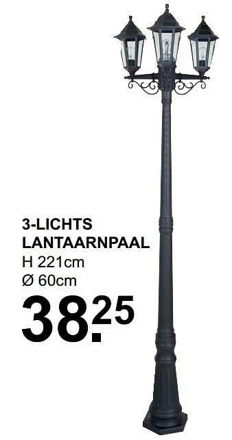 Aanbiedingen Tuinverlichting 3-lichts lantaarnpaal - Huismerk - Van Cranenbroek - Geldig van 06/11/2016 tot 27/11/2016 bij Van Cranenbroek