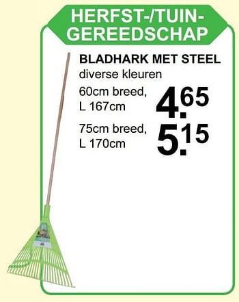 Aanbiedingen Herfst--tuingereedschap bladhark met steel - Huismerk - Van Cranenbroek - Geldig van 06/11/2016 tot 27/11/2016 bij Van Cranenbroek