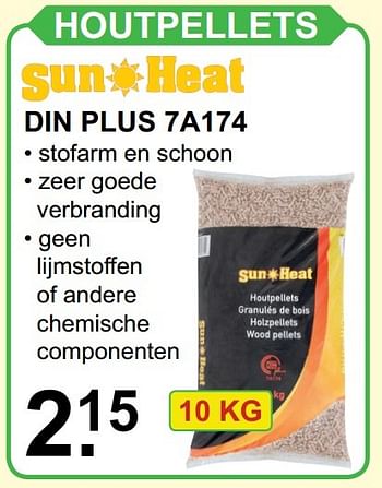 Aanbiedingen Houtpellets din plus 7a174 - Sun Heat - Geldig van 06/11/2016 tot 27/11/2016 bij Van Cranenbroek