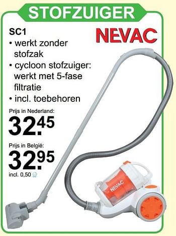 Aanbiedingen Nevac stofzuiger sc1 - Nevac - Geldig van 06/11/2016 tot 27/11/2016 bij Van Cranenbroek