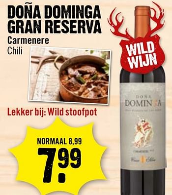 Aanbiedingen Dona dominga gran reserva carmenere chili - Rode wijnen - Geldig van 30/10/2016 tot 05/11/2016 bij Dirk III