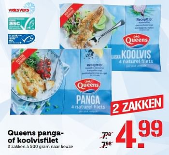 Aanbiedingen Queens pangaof koolvisfilet - Queens - Geldig van 31/10/2016 tot 06/11/2016 bij Coop