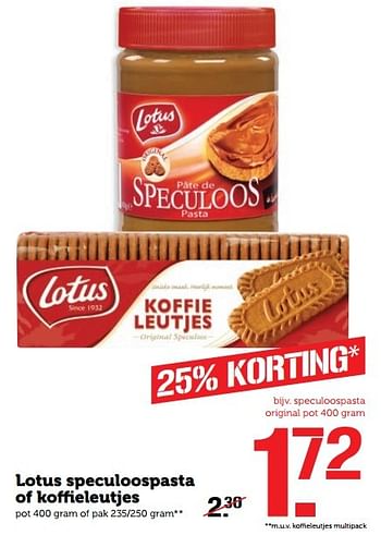 Aanbiedingen Lotus speculoospasta of ko eleutjes - Lotus Bakeries - Geldig van 31/10/2016 tot 06/11/2016 bij Coop