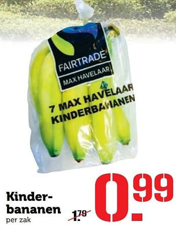 Aanbiedingen Kinderbananen - Huismerk - Coop - Geldig van 31/10/2016 tot 06/11/2016 bij Coop