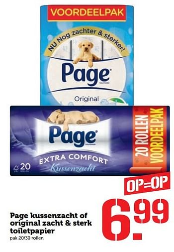 Aanbiedingen Page kussenzacht of original zacht + sterk toiletpapier - Page - Geldig van 31/10/2016 tot 06/11/2016 bij Coop