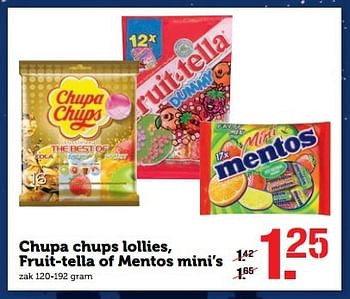 Aanbiedingen Chupa chups lollies, fruit-tella of mentos mini`s - Mentos - Geldig van 31/10/2016 tot 06/11/2016 bij Coop