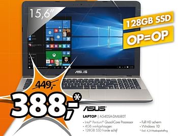Aanbiedingen Asus laptop a540sa-dm680t - Asus - Geldig van 31/10/2016 tot 06/11/2016 bij Expert