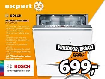 Aanbiedingen Bosch inbouwvaatwasser smv93m70nl - Bosch - Geldig van 31/10/2016 tot 06/11/2016 bij Expert
