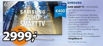 Aanbiedingen Samsung suhd smart tv ue65ks8000 - Samsung - Geldig van 31/10/2016 tot 06/11/2016 bij Expert