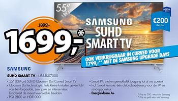 Aanbiedingen Samsung suhd smart tv ue55ks7000 - Samsung - Geldig van 31/10/2016 tot 06/11/2016 bij Expert