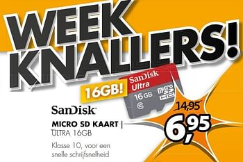 Aanbiedingen Sandisk micro sd kaart ultra 16gb - Sandisk - Geldig van 31/10/2016 tot 06/11/2016 bij Expert