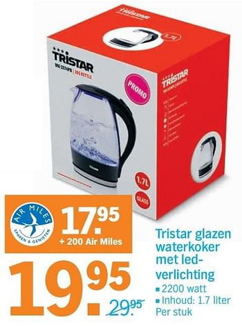 Aanbiedingen Tristar glazen waterkoker met ledverlichting - Tristar - Geldig van 31/10/2016 tot 06/11/2016 bij Albert Heijn