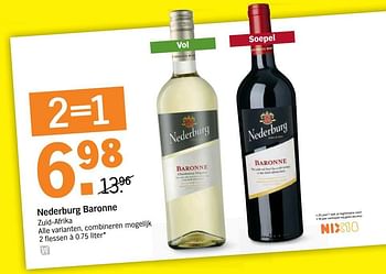 Aanbiedingen Nederburg baronne zuid-afrika - Witte wijnen - Geldig van 31/10/2016 tot 06/11/2016 bij Albert Heijn