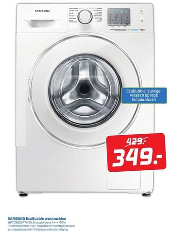 Aanbiedingen Samsung ecobubble wasmachine wf705edq4w-en - Samsung - Geldig van 31/10/2016 tot 06/11/2016 bij BCC