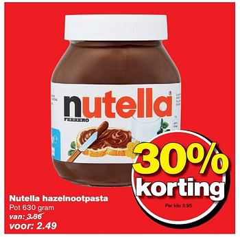 Aanbiedingen Nutella hazelnootpasta - Nutella - Geldig van 02/11/2016 tot 08/11/2016 bij Hoogvliet
