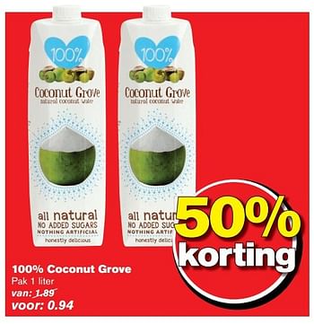 Aanbiedingen 100% coconut grove - Coconut - Geldig van 02/11/2016 tot 08/11/2016 bij Hoogvliet