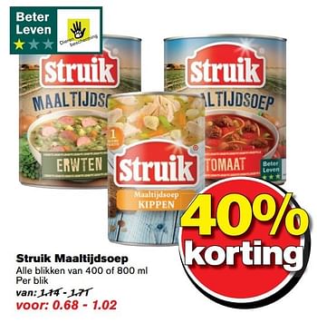 Aanbiedingen Struik maaltijdsoep - Struik - Geldig van 02/11/2016 tot 08/11/2016 bij Hoogvliet