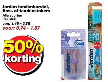 Aanbiedingen Jordan tandenborstel, fl oss of tandenstokers - Jordan - Geldig van 02/11/2016 tot 08/11/2016 bij Hoogvliet