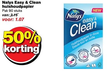 Aanbiedingen Nalys easy + clean huishoudpapier - Nalys - Geldig van 02/11/2016 tot 08/11/2016 bij Hoogvliet