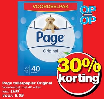 Aanbiedingen Page toiletpapier original - Page - Geldig van 02/11/2016 tot 08/11/2016 bij Hoogvliet
