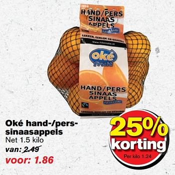 Aanbiedingen Oké hand--perssinaasappels - Oké - Geldig van 02/11/2016 tot 08/11/2016 bij Hoogvliet