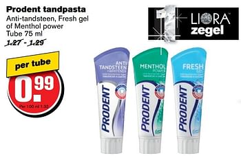 Aanbiedingen Prodent tandpasta - Prodent - Geldig van 02/11/2016 tot 08/11/2016 bij Hoogvliet