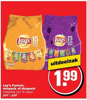 Aanbiedingen Lay`s funmix, mixpack of duopack - Lay's - Geldig van 02/11/2016 tot 08/11/2016 bij Hoogvliet