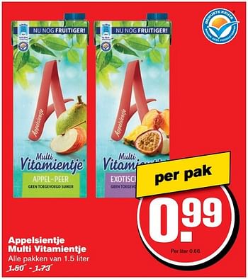 Aanbiedingen Appelsientje multi vitamientje - Appelsientje - Geldig van 02/11/2016 tot 08/11/2016 bij Hoogvliet