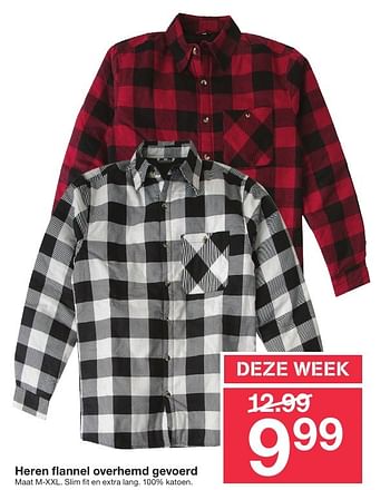 Aanbiedingen Heren flannel overhemd gevoerd - Huismerk - Zeeman  - Geldig van 05/11/2016 tot 11/11/2016 bij Zeeman