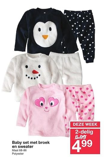 Aanbiedingen Baby set met broek en sweater - Huismerk - Zeeman  - Geldig van 05/11/2016 tot 11/11/2016 bij Zeeman