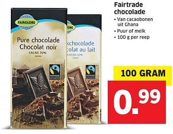 Aanbiedingen Fairtrade chocolade - Fair Trade - Geldig van 31/10/2016 tot 06/11/2016 bij Lidl