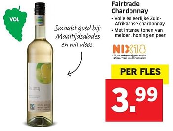 Aanbiedingen Fairtrade chardonnay - Witte wijnen - Geldig van 31/10/2016 tot 06/11/2016 bij Lidl