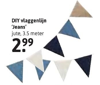 Aanbiedingen Diy vlaggenlijn jeans - Huismerk - Xenos - Geldig van 24/10/2016 tot 06/11/2016 bij Xenos