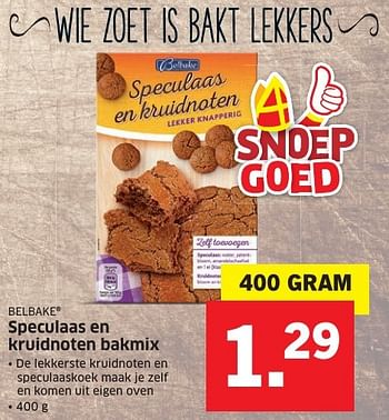 Aanbiedingen Speculaas en kruidnoten bakmix - Belbake - Geldig van 31/10/2016 tot 06/11/2016 bij Lidl